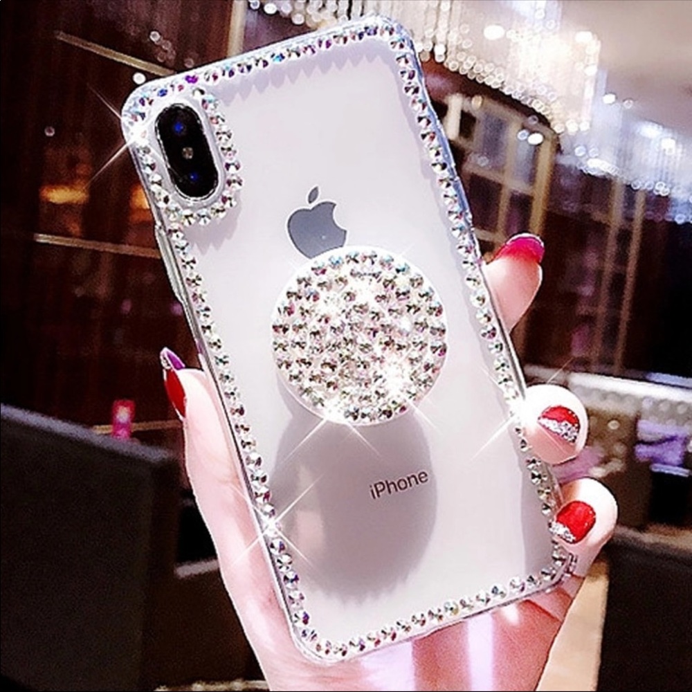 Bling Clear iPhone Case w/ Bling Popsocket Holder